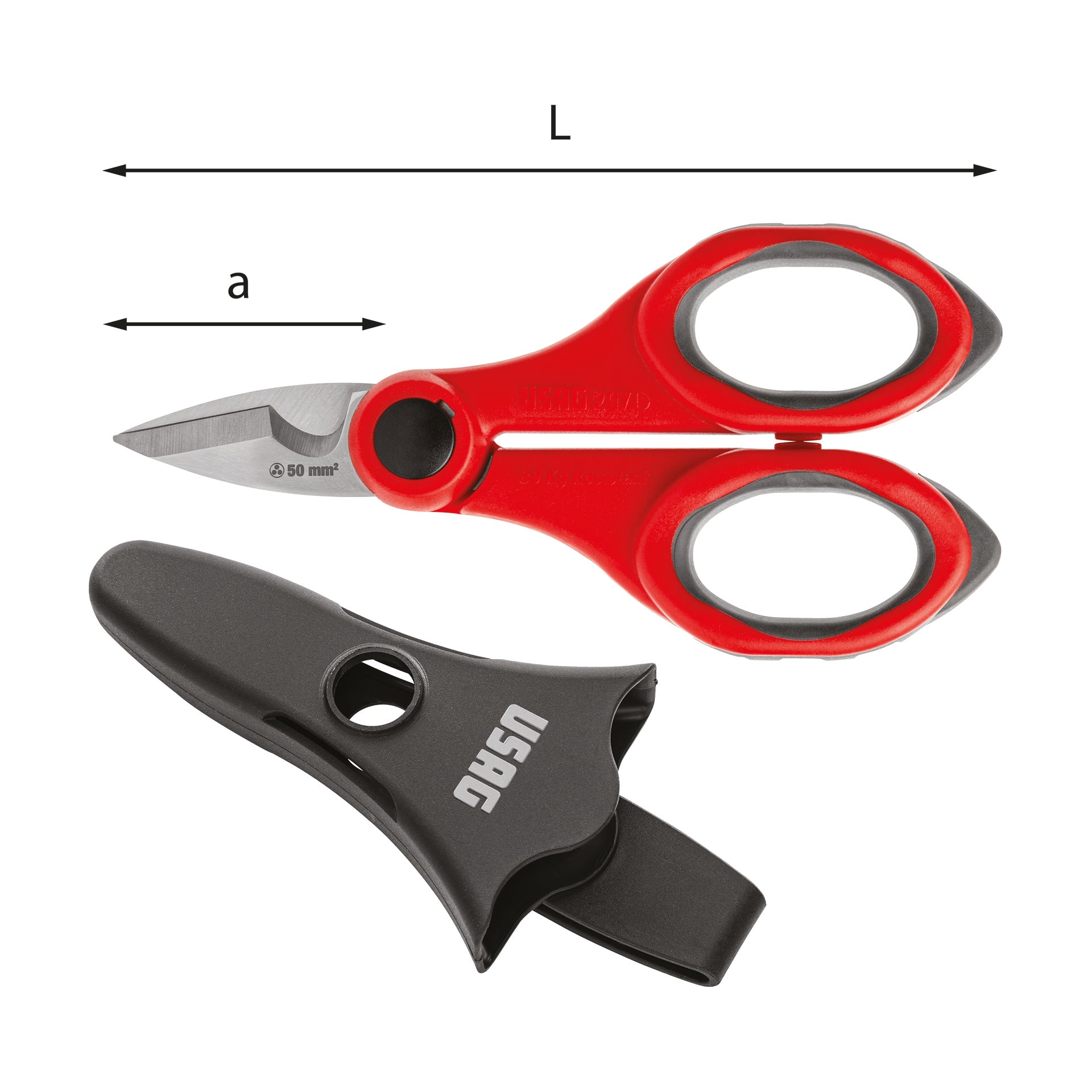 207 D - Electrician's scissors - stainless steel blades - Usag - U02070008 207 D - Electrician's scissors - stainless steel blades - Usag - U02070008